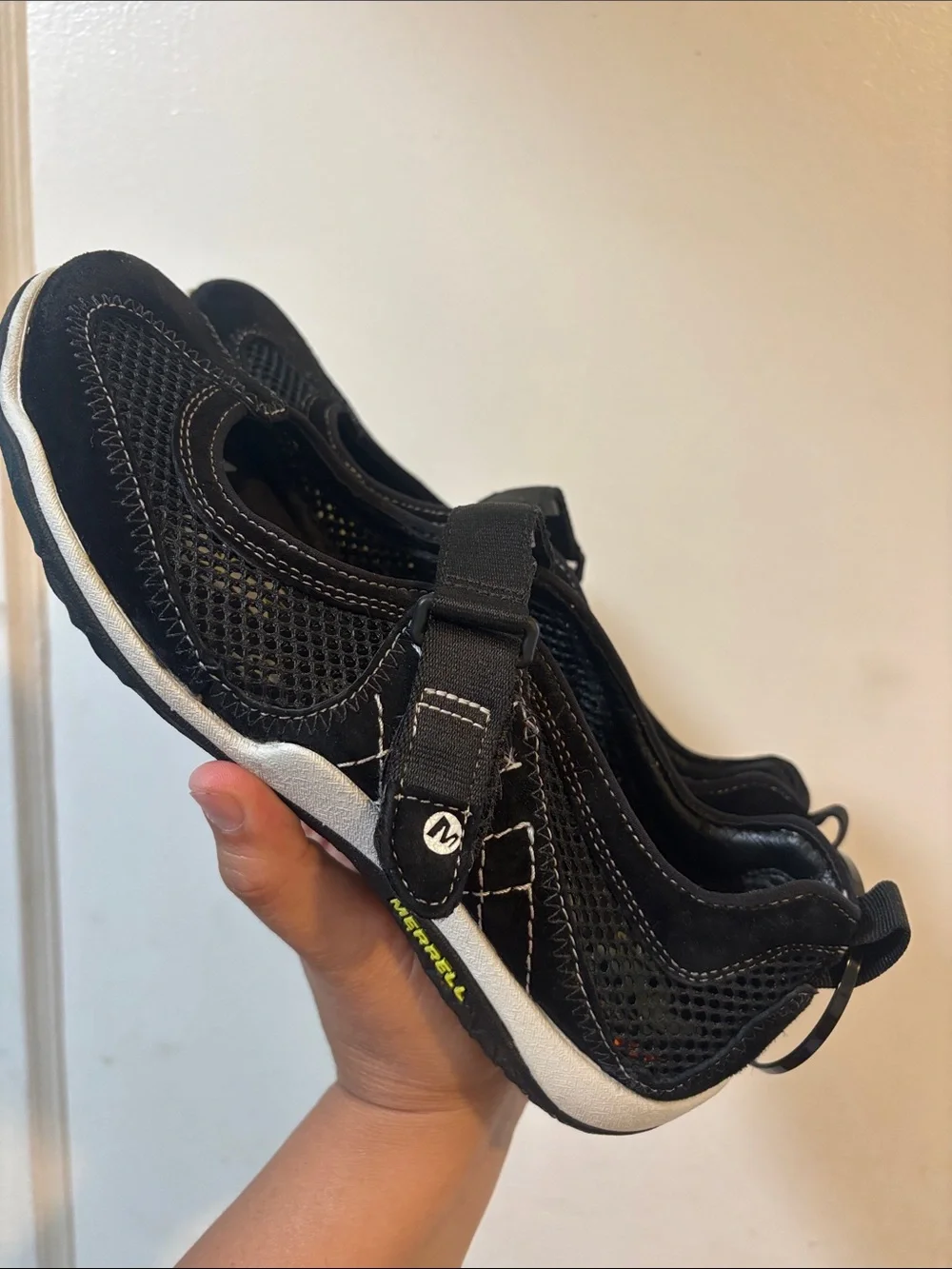 Merrell Black Mesh Mary Jane Flats with Adjustable Strap